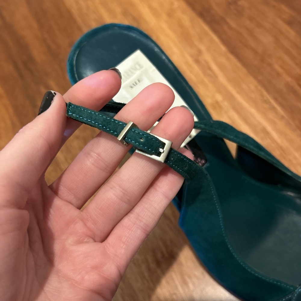 Steve Madden Vintage Teal Heart-Detail Heels 7.5 - Picture 4 of 8